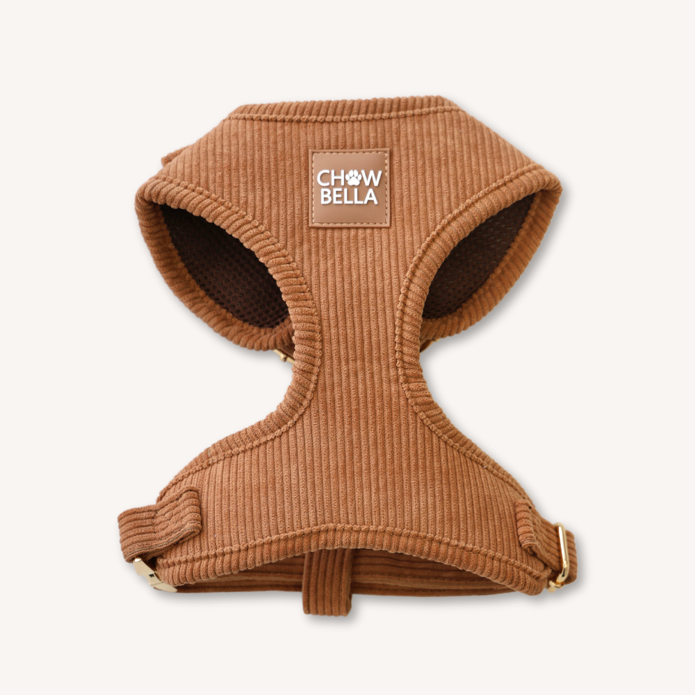 Corduroy Dog Harness Tan Brown