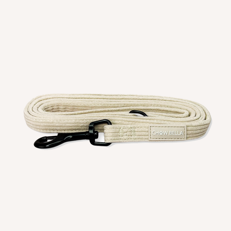 Corduroy Dog Leash Cream Beige