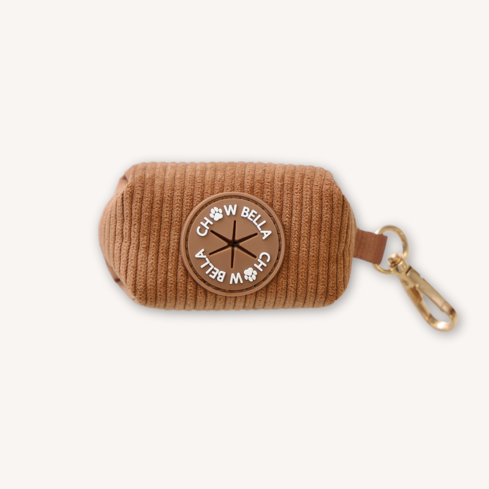 Corduroy Dog Poo Waste Bag Tan Brown